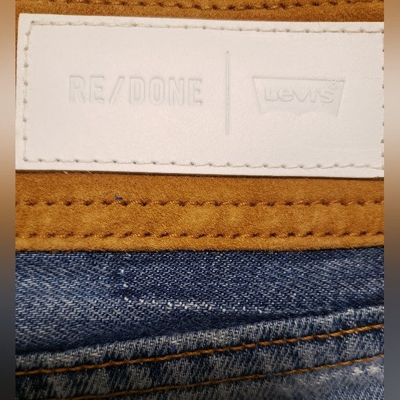 LEVI'S RE/DONE Denim Skirt with Faux Leather Buckle Belt Waist | Size 24 | NWT'S - Picture 6 of 12